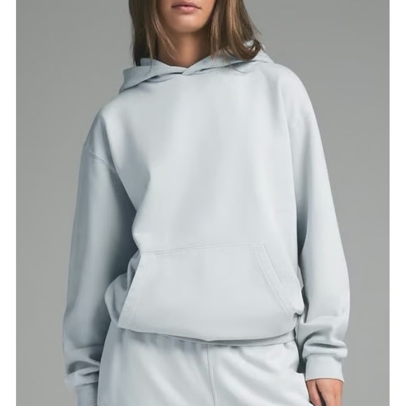 SKIMS Tops - SKIMS Fleece Boyfriend Hoodie Light Blue Oversized Pullover Sweatshirt Medium